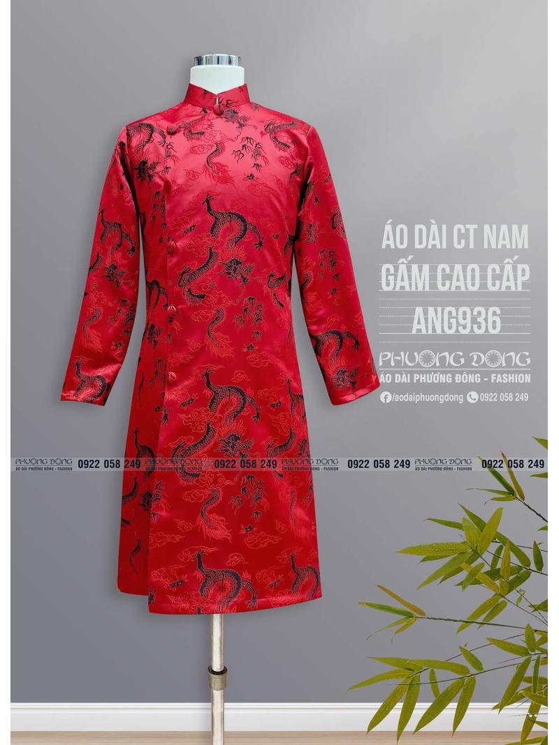 Áo Dài Cách Tân Nam Gấm Cao Cấp ANGC936